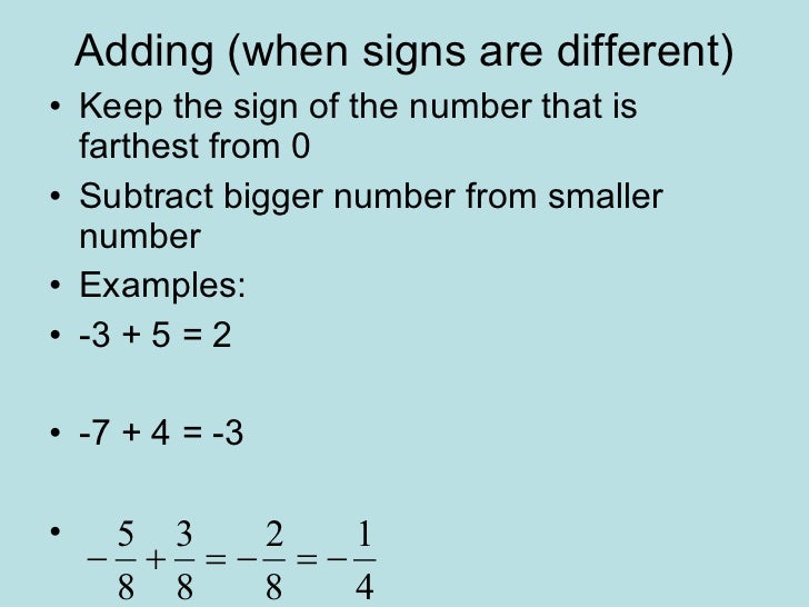 Rules For Integer Operations