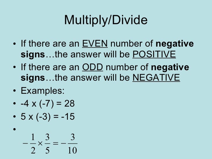 Rules For Integer Operations