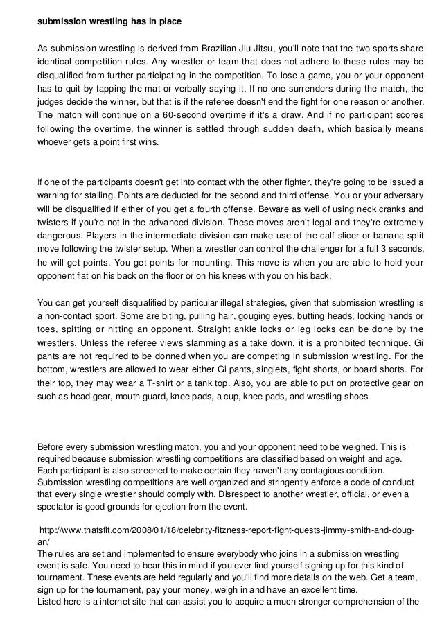 Submission Wrestling Regulations Are Set Up To Ensure Safety