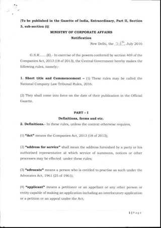 National Company Law Tribunal Rules, 2016