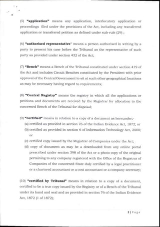 National Company Law Tribunal Rules, 2016