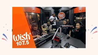 ARTICLE 15.
MUSIC
• Stations must strive to endorse the development
and enrichment of Filipino music. Hence, radio
stations must play at least four (4) Original Pilipino
Music (OPM’s) per hour. Also, music with lyrics that
are vulgar, promote gender discrimination, racism,
violence, perversion or those that counter Filipino
values shall not be played.
 