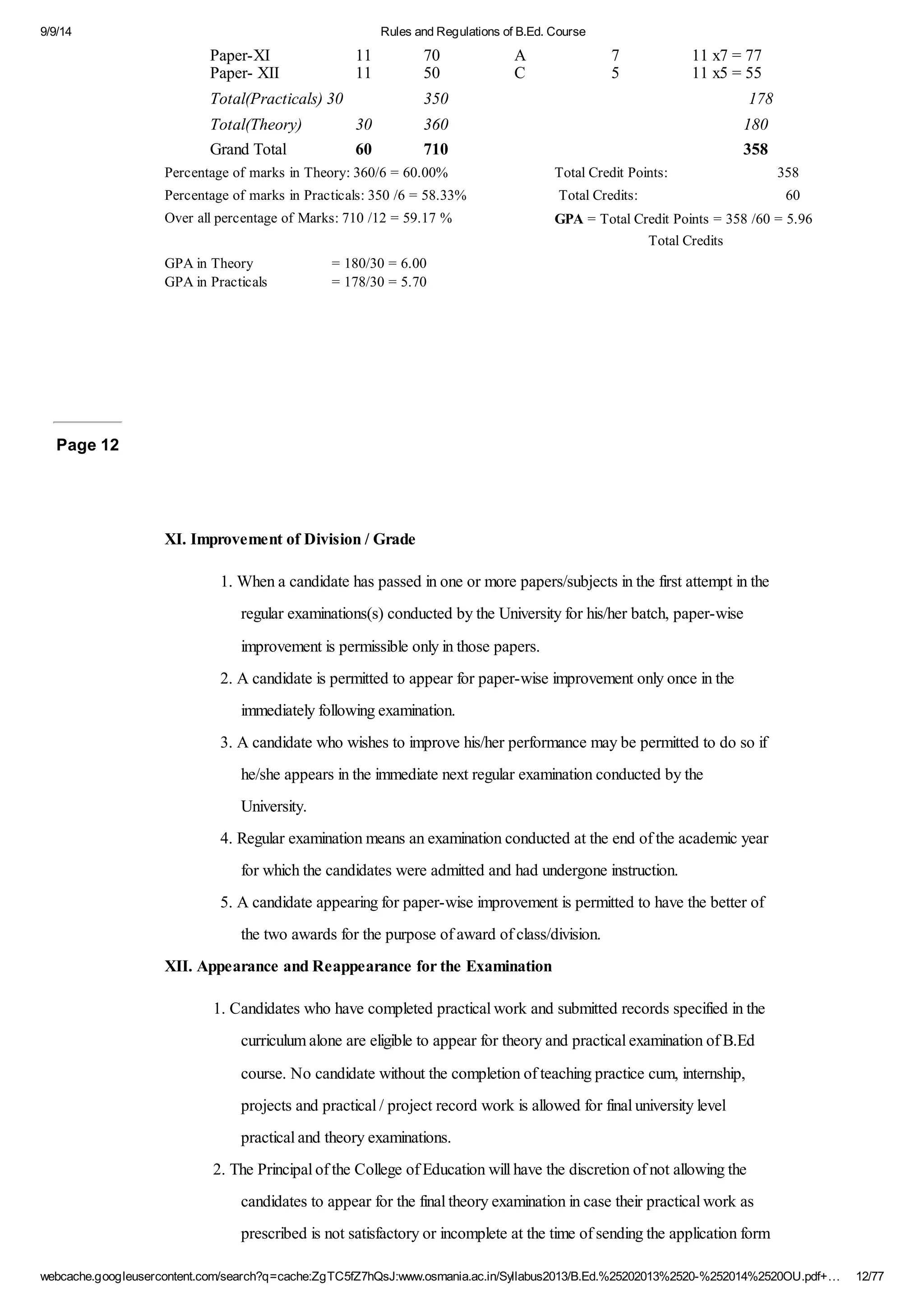 Rules and regulations of b.ed | Educational Assessment | Education