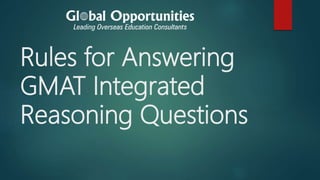 Rules for Answering
GMAT Integrated
Reasoning Questions
 