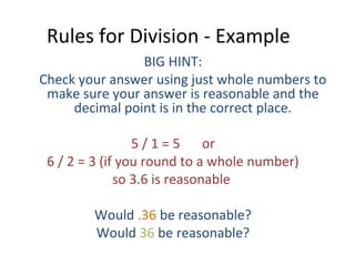 Decimal Point Rules Rules for decimals | PPT