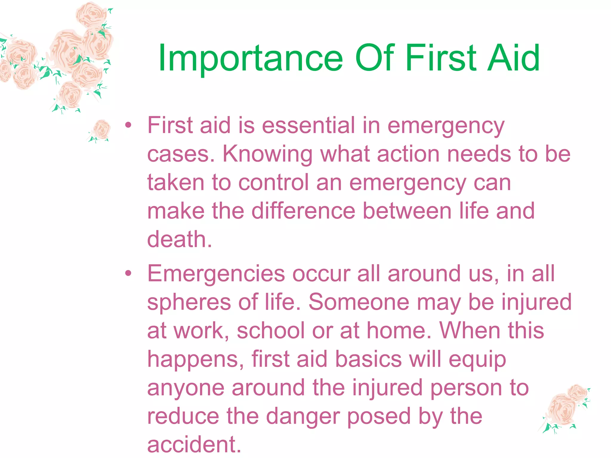 Rules & importance of first aid PPT