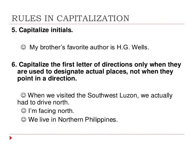 Rules in capitalization w o