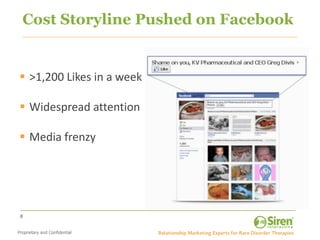 Cost Storyline Pushed on Facebook


 >1,200 Likes in a week

 Widespread attention

 Media frenzy




8
 