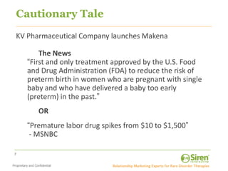 Cautionary Tale
KV Pharmaceutical Company launches Makena

        The News
    “First and only treatment approved by the ...