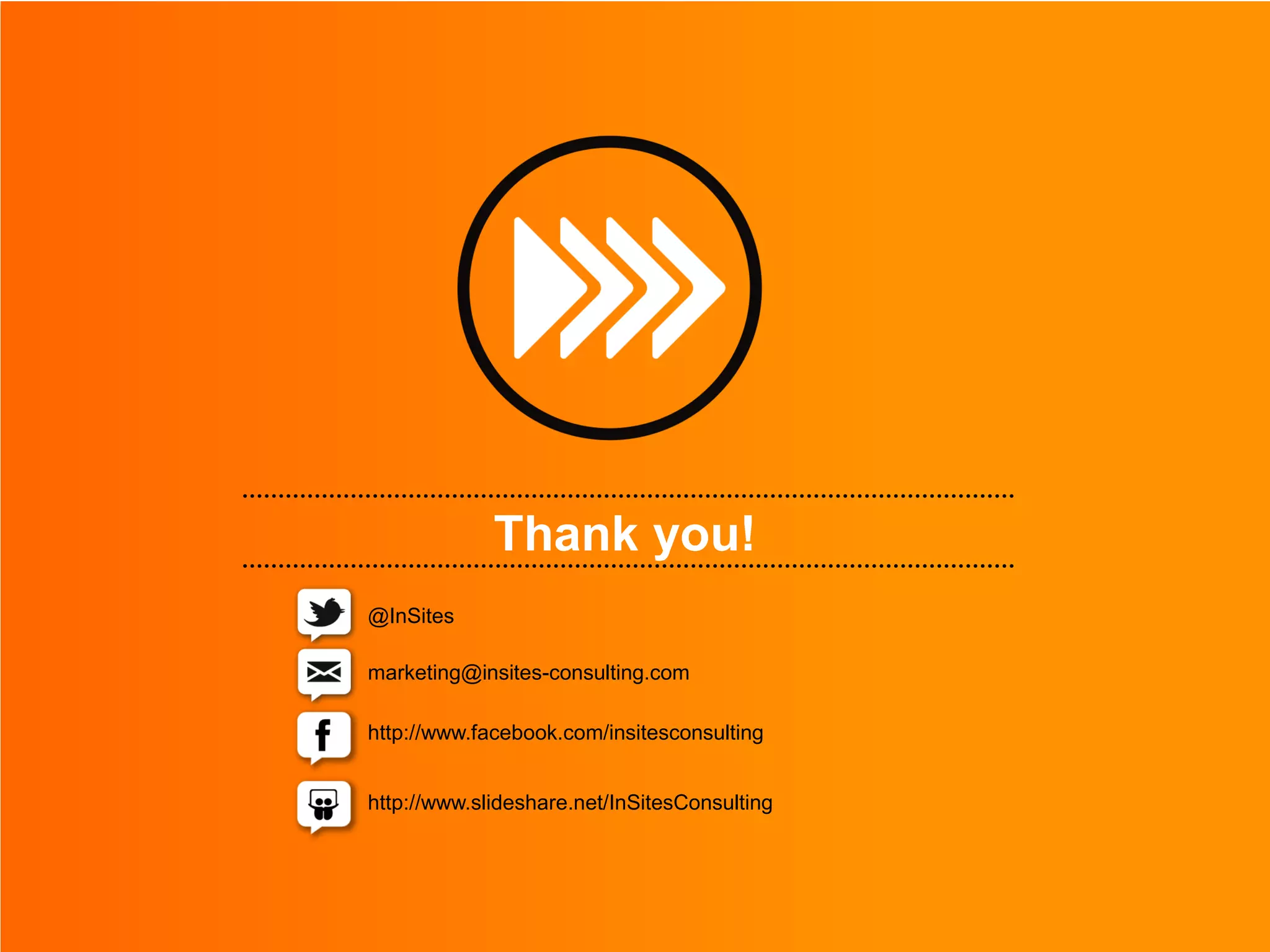 Thank you!
@InSites

marketing@insites-consulting.com

http://www.facebook.com/insitesconsulting


http://www.slideshare.net/InSitesConsulting
 