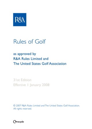 Rules of golf 2008 2011 | PDF