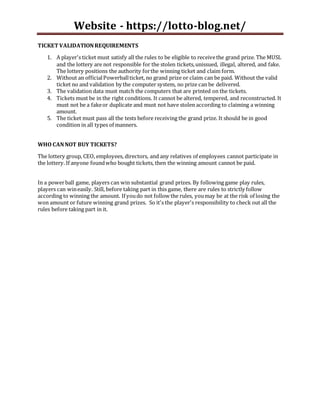 Rules of playing powerball lottery | PDF