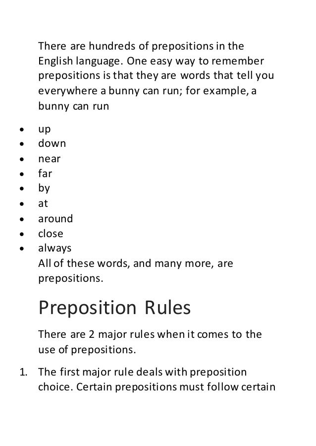 Rules Of Prepositions