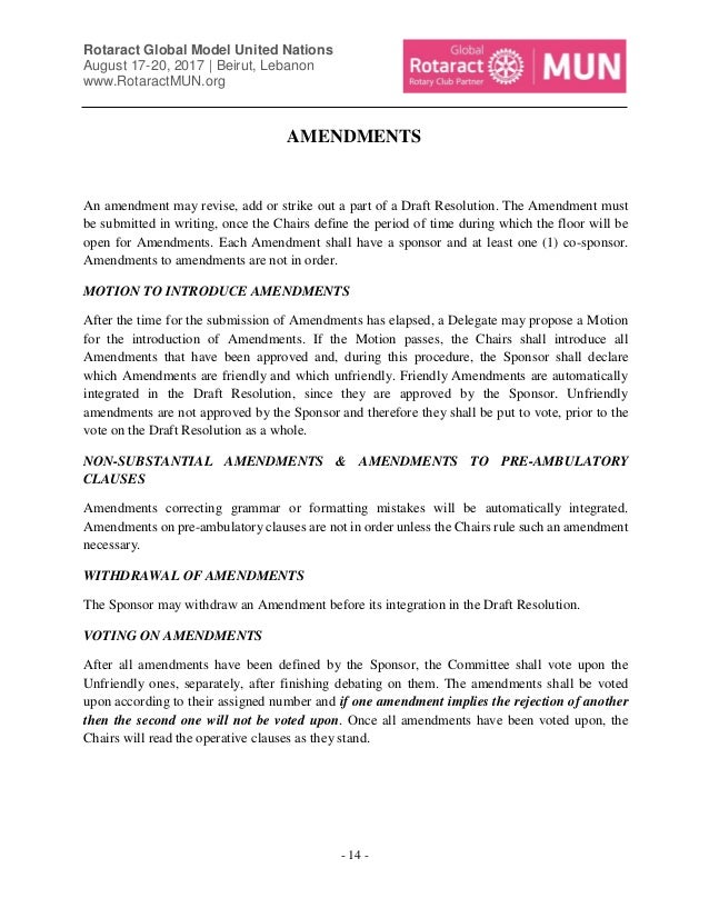 Rules of procedure Rotaract MUN 2017