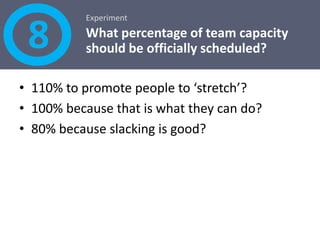 LessonsCreate teams where every skill needed to solve the problem at hand is in the same room. Limit the charter: “Do everything = big team”. Fulltime: Focuses team member efforts.  Multitasking = 15% drop in efficiency.