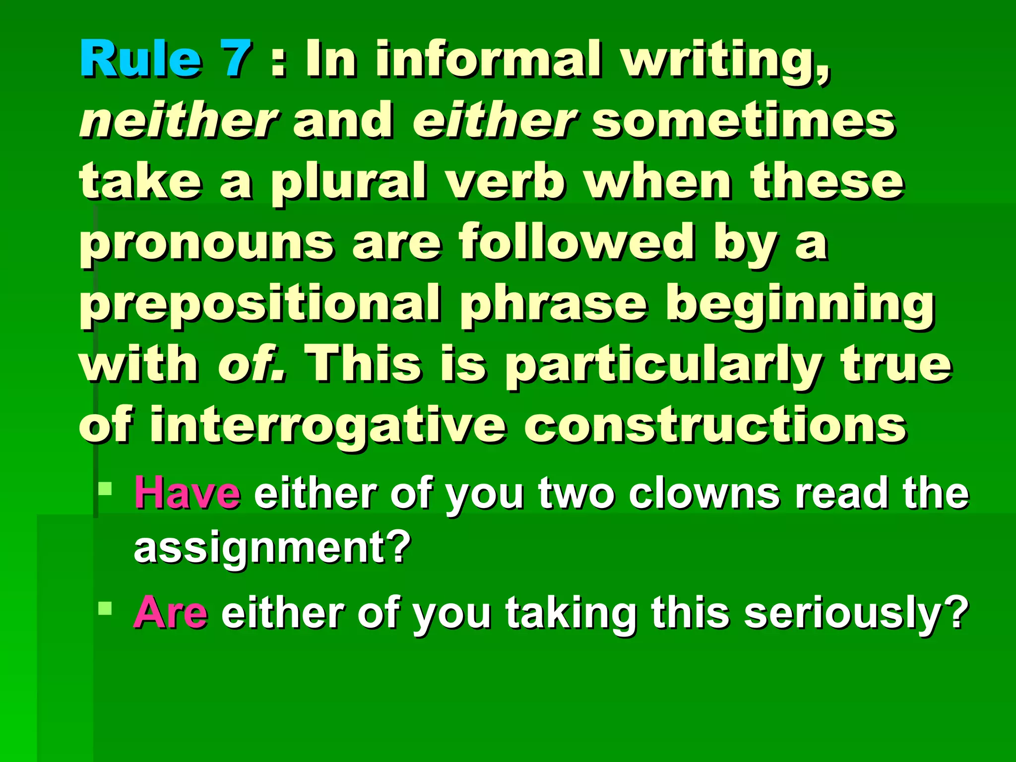 Rules Of Subject Verb Agreement Powerpointcraigslist Personals Topeka Kansas - a03yfqz