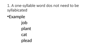 Missyllabication Rules on Syllabication and different use of syllabication | PPTX