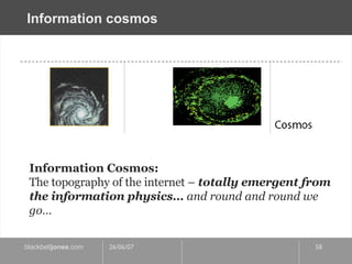 Information cosmos Information Cosmos: The topography of the internet –  totally emergent from the information physics…  and round and round we go… 