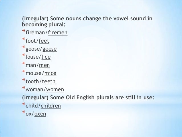 rules to form plural nouns plural form of lady