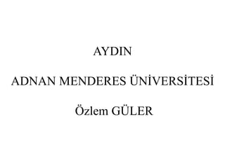 AYDIN 
ADNAN MENDERES ÜNİVERSİTESİ 
Özlem GÜLER 
 