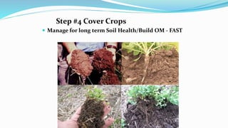 Step #4 Cover Crops
 Manage for long term Soil Health/Build OM - FAST
 