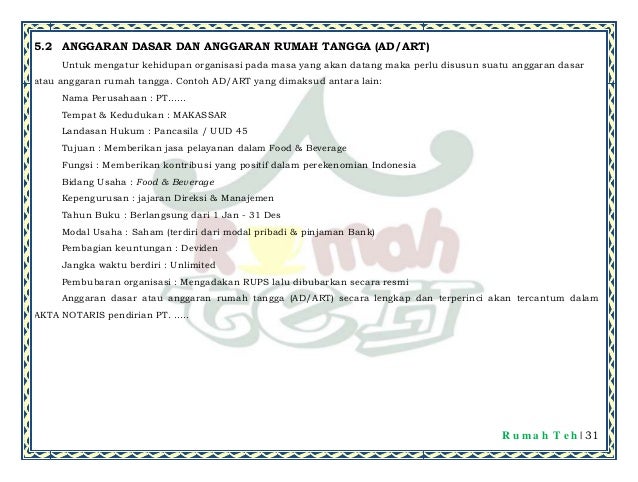 Contoh Bisnis Plan Rumah Teh - Lowongan Kerja Terbaru