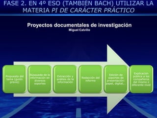 Que considere las repercusiones del trabajo y de las acciones humanas en general, así como la utilización de cualquier tipo de recursos, las actuaciones sobre el medio natural, social, económico o cultural presentes y de las generaciones venideras.- Que procure que el alumnado adquieran responsabilidades de aprendizaje y en cuanto a la realización del proyecto.