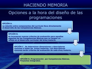 HACIENDO MEMORIAOpciones a la hora del diseño de las programaciones