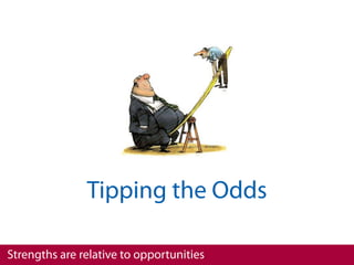 Tipping the Odds

Strengths are relative to opportunities
 