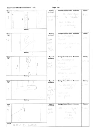 Preliminary Task Storyboard and Shotlist