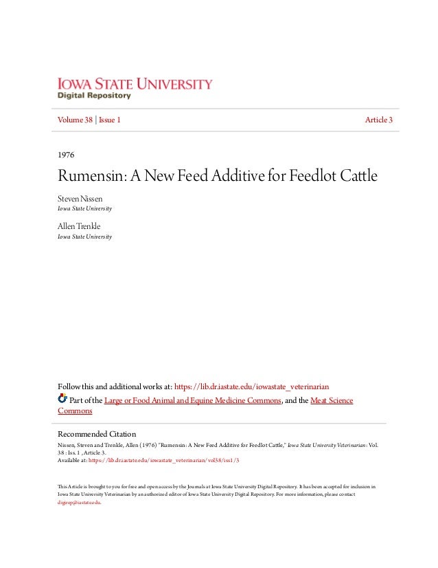 Rumensin a new feed additive for feedlot cattle