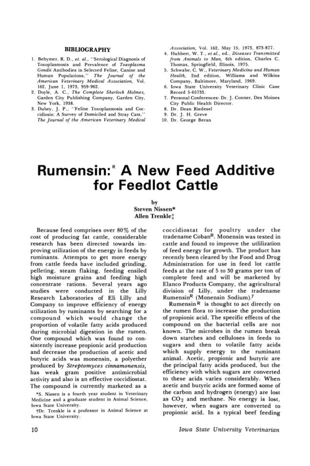 Rumensin a new feed additive for feedlot cattle