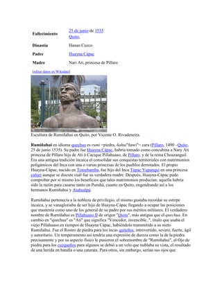 Inca General Ruminahui Rumiñahui | PDF