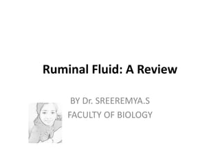 Ruminal Fluid: A Review
BY Dr. SREEREMYA.S
FACULTY OF BIOLOGY
 