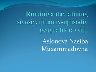 Aslonova Nasiba
Muxammadovna
 
