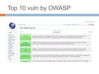 Top 10 vuln by OWASP
 