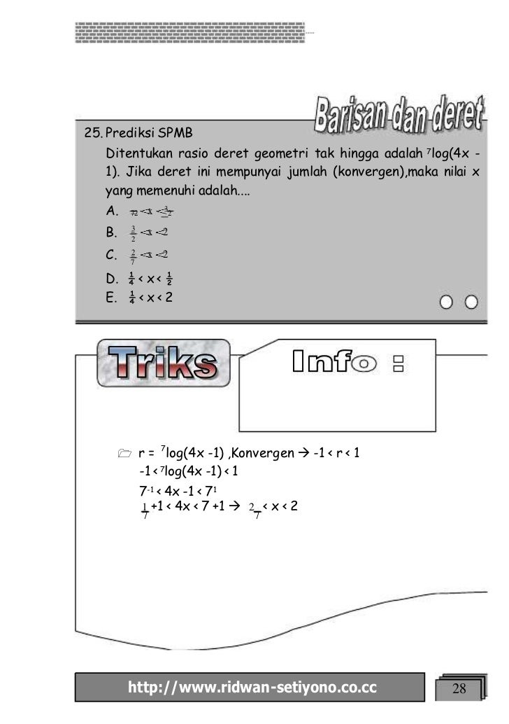 28+ Contoh Soal Deret Geometri Tak Hingga Mencari Rasio