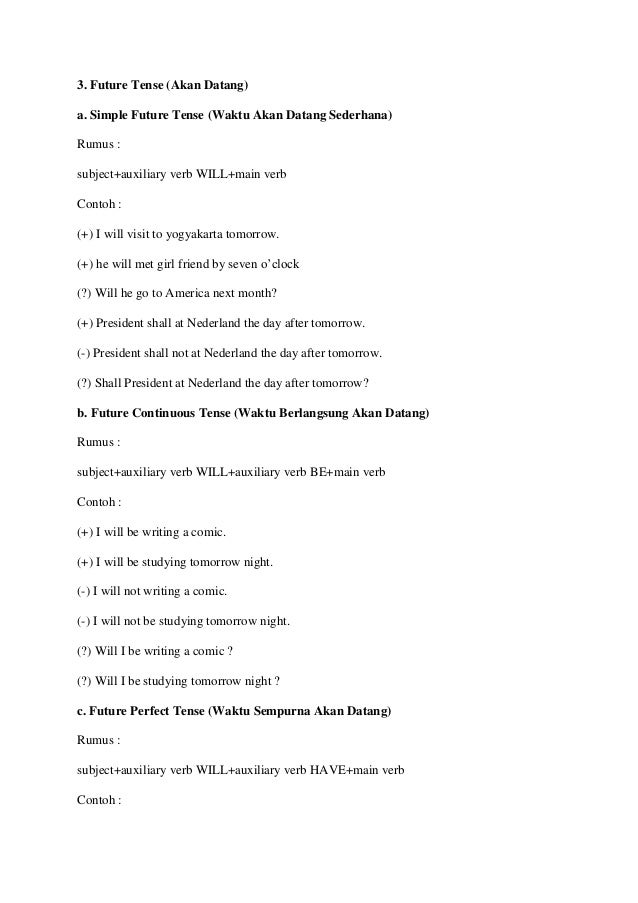 Rumus 16 tenses bahasa