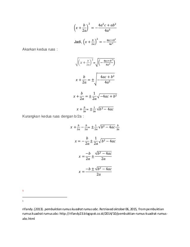 Pembuktian Rumus Abc - Matematika Dasar