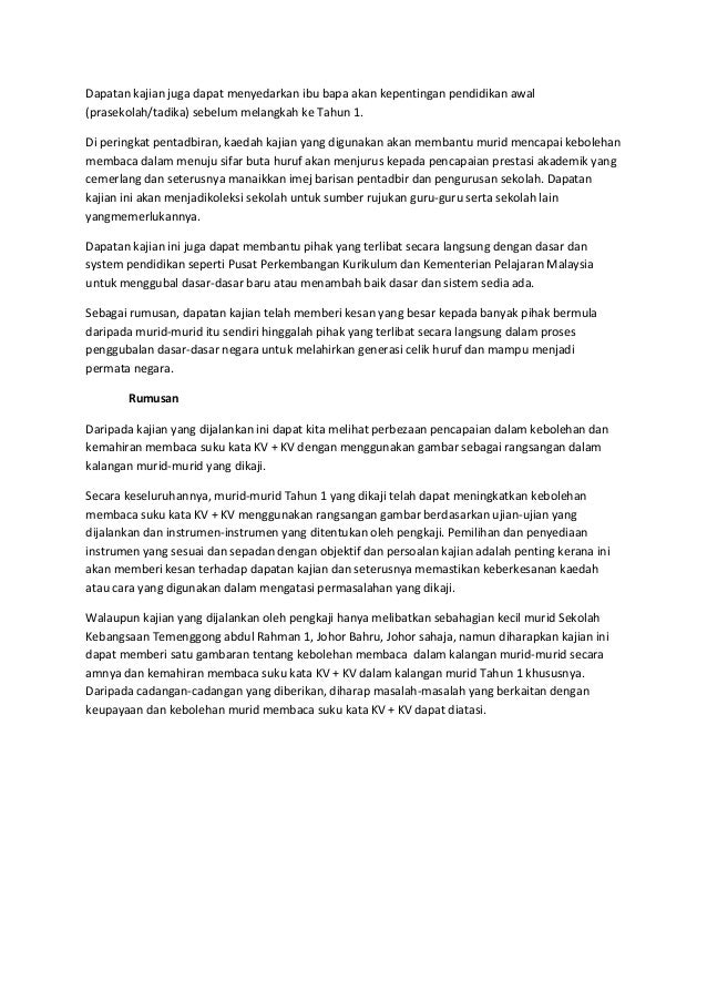 Rumusan hasil kajian