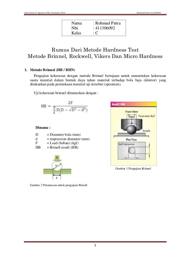 Rumus Hardness Test