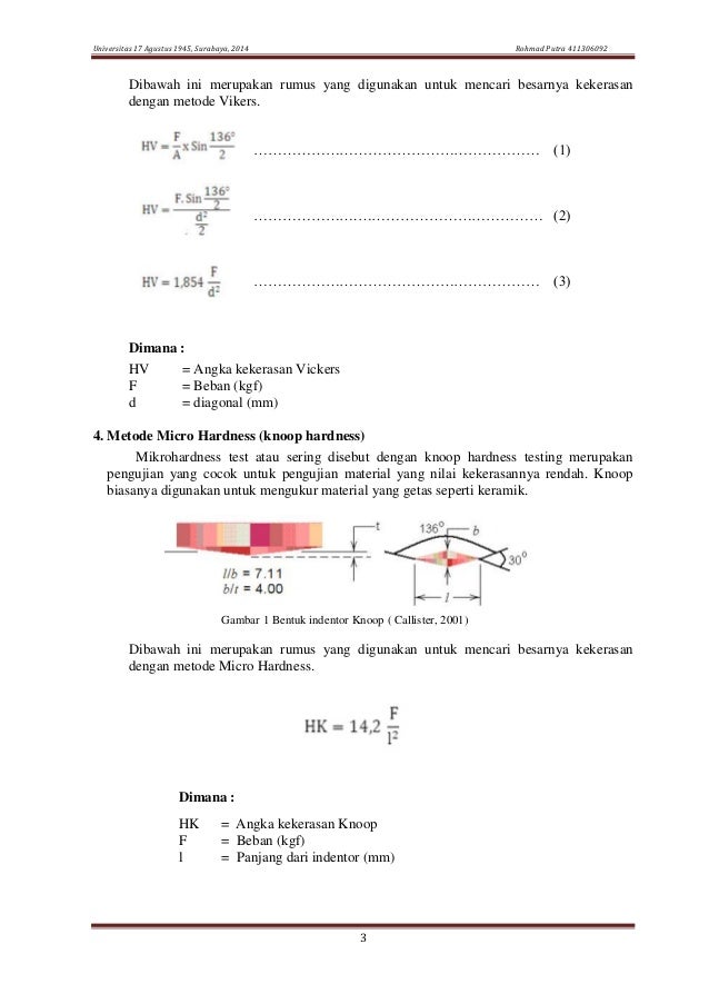 Rumus Hardness Test