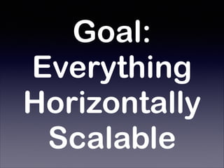 Goal:
Everything
Horizontally
Scalable
 