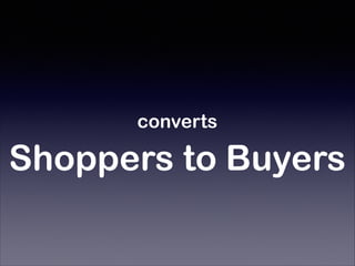 converts
Shoppers to Buyers
 