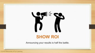 SHOW ROI
Announcing your results is half the battle.
© 2016 Resources of Fun Learning
 