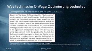 Was technische OnPage Optimierung bedeutet
- Wie optimiere ich meine Webseite für User und Suchmaschinen
Auszug aus „Einfü...