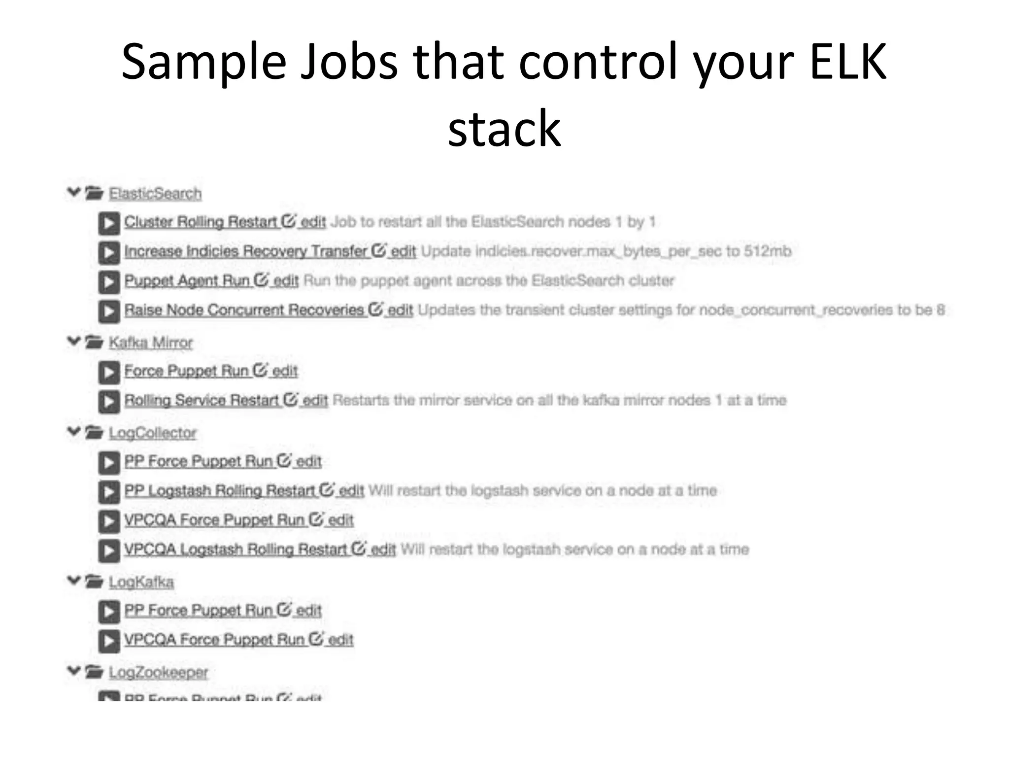 Sample Jobs that control your ELK
stack
 