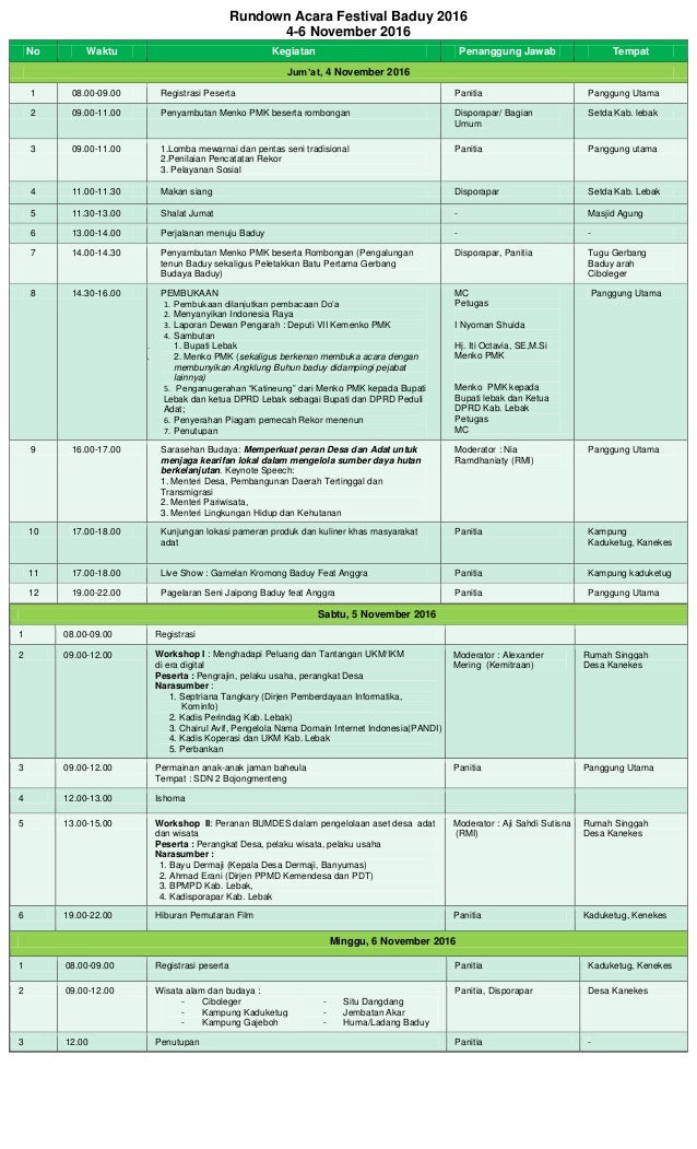 Rundown acara festival baduy 2019 Rundown acara festival baduy 2019