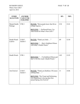 Rundown script for newscast | PDF