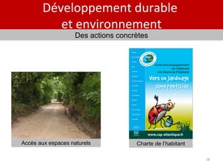 Développement durable  et environnement Accès aux espaces naturels Des actions concrètes Charte de l’habitant 